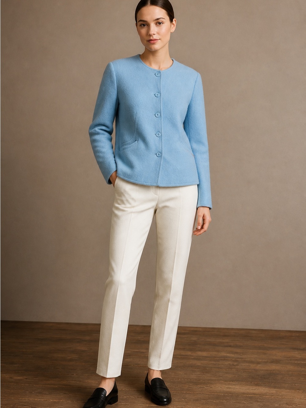 Vintage Geiger Austria Pure Wool Cardigan Jacket in Sky Blue